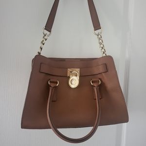 Michael Kors Large Hamilton Saffiano Leather Camel Brown Tote Bag